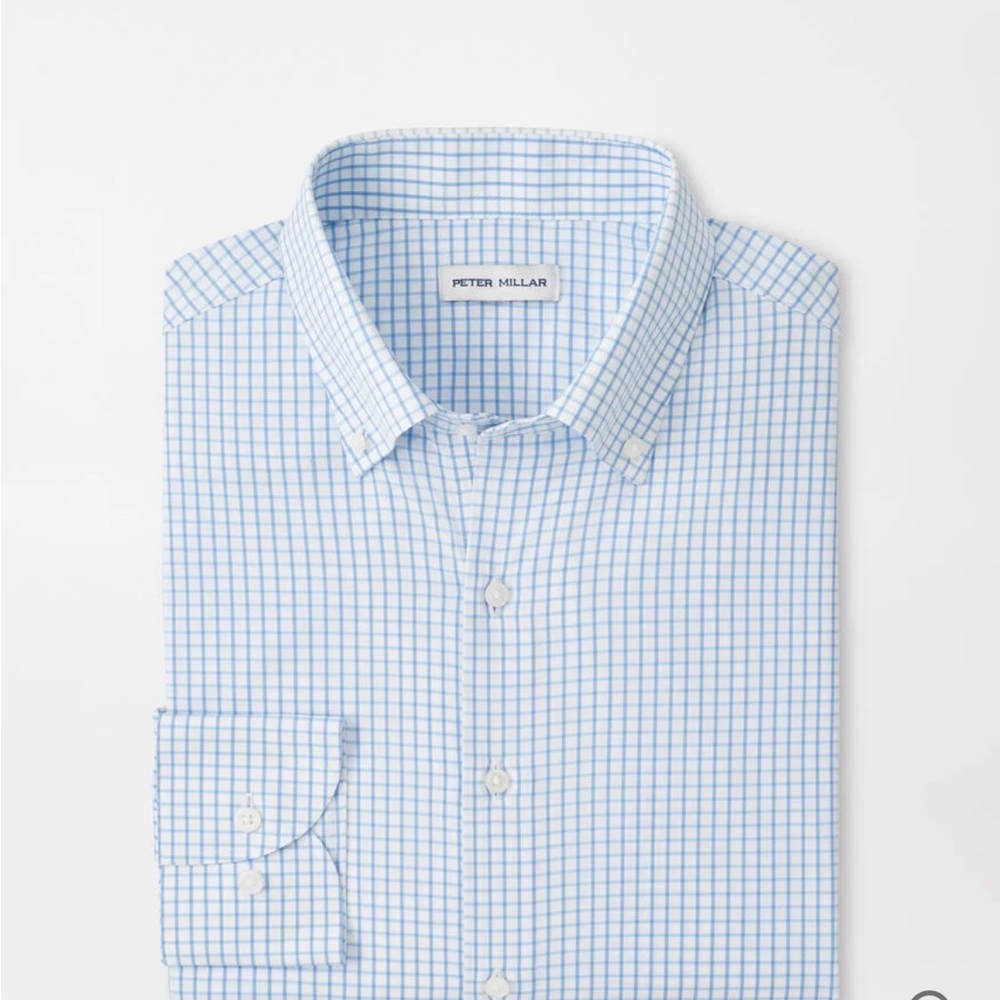 Peter Millar Light Blue Gingham Button-Down Shirt - image 6